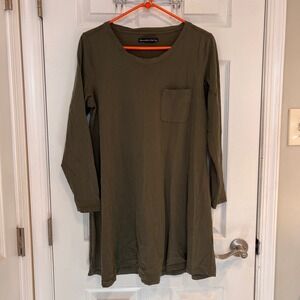 Abercrombie & Fitch Womens Olive Green Long Sleeve T-Shirt Dress Size L Pocket